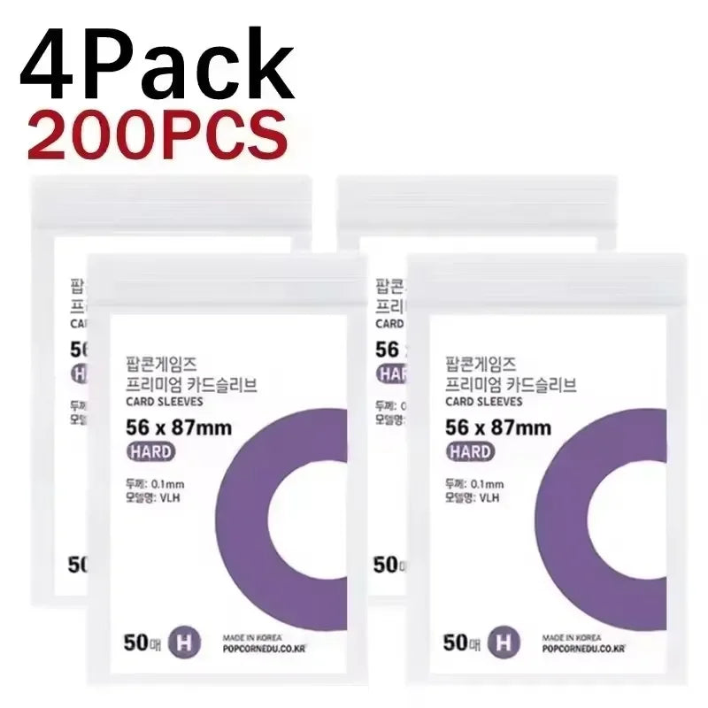 A pack of 4 card sleeves, each containing 200 pieces, with various sizes and hardness levels shown.