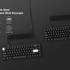 A close-up view of a black 168-key PBT double shot mechanical keyboard with Cherry profile keycaps and a detachable cable.