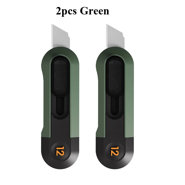 Two green Deli Mini Pocket Knives shown side by side.