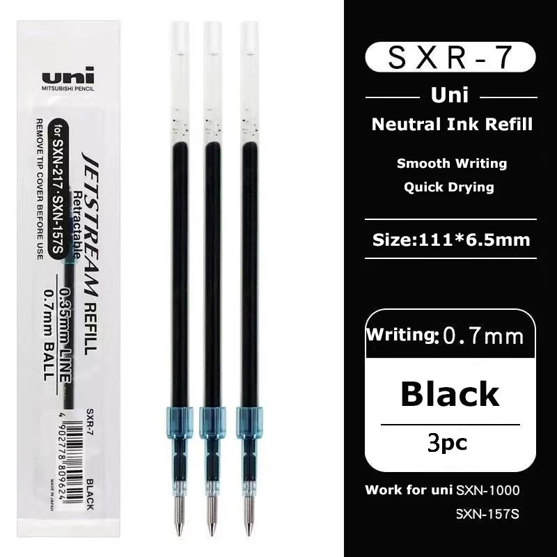 Uni SXR-7 Neutral Ink Refill black precision gel pens with 0.7mm line and smooth writing features