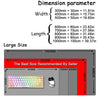 A large gaming mouse pad showing various dimensions for a 1000mm size, with recommended sizes for 600mm, 700mm, and 800mm.