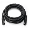 Black shielded XLR audio cable coiled and shown with connectors.
