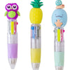 A set of four cute cartoon mini ballpoint pens featuring different colors and designs.