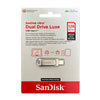 Sandisk Ultra Dual Drive Luxe USB Type-C flash drive in a white packaging box.