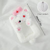 White plush cat-shaped photocard holder with pink accents and a chain.