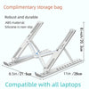 A white portable folding laptop stand made of ABS material and silicone for durable storage.