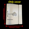 A white A5 refillable photo sleeve shown with dimensions and a cutout.