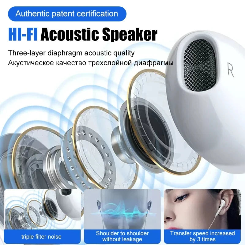 White HI-FI Acoustic Speaker showing internal diaphragm structure and sound waves