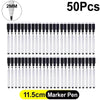 A set of 50 black and white dry erase marker pens with felt erasers.