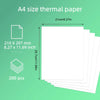 A stack of A4 size thermal paper sheets, showing dimensions and quantity.