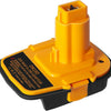 Adaptador de batería amarillo con enchufe y carcasa, diseñado para herramientas eléctricas.