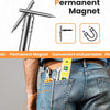 A hand places a permanent magnet tool set into the pocket of blue jeans.