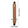 A vertical view of a brown leather protective case for tablet stylus pens, showing its dimensions.