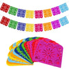 Colorful papel picado banner featuring intricate cut paper designs in various bright colors