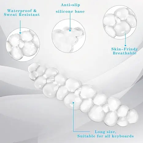 Ergonomic cloud wrist rest for keyboards and mice shown with features like waterproof silicone base and skin-friendly breatha