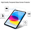 A high quality tempered glass screen protector applied to an iPad screen, showing features like ultathin fillet and full cove