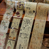 Set von Vintage Washi ausgeschnittenem Dekopapierband mit floralen und botanischen Designs.