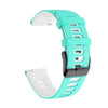 A turquoise silicone watch band for a smartwatch, shown from the side.