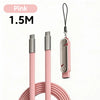 Pink 1.5M fast charging USB-C to USB-C adapter and phone stand with a metal clip.