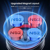A close-up view of a magnetic car phone mount featuring four N52 magnets arranged in a circular layout.