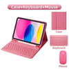 A pink laptop with a matching case, keyboard, and mouse shown together.