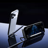 A smartphone is mounted on a flexible stand for charging, demonstrating 360 degree rotation and adjustable tilt height.