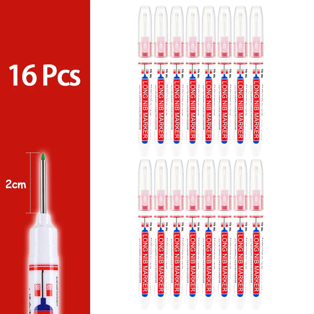 A set of 16 precision waterproof marking pens in various colors and tips for woodworking and crafts