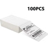 A white box containing 100 pieces of thermal shipping labels ready to print.