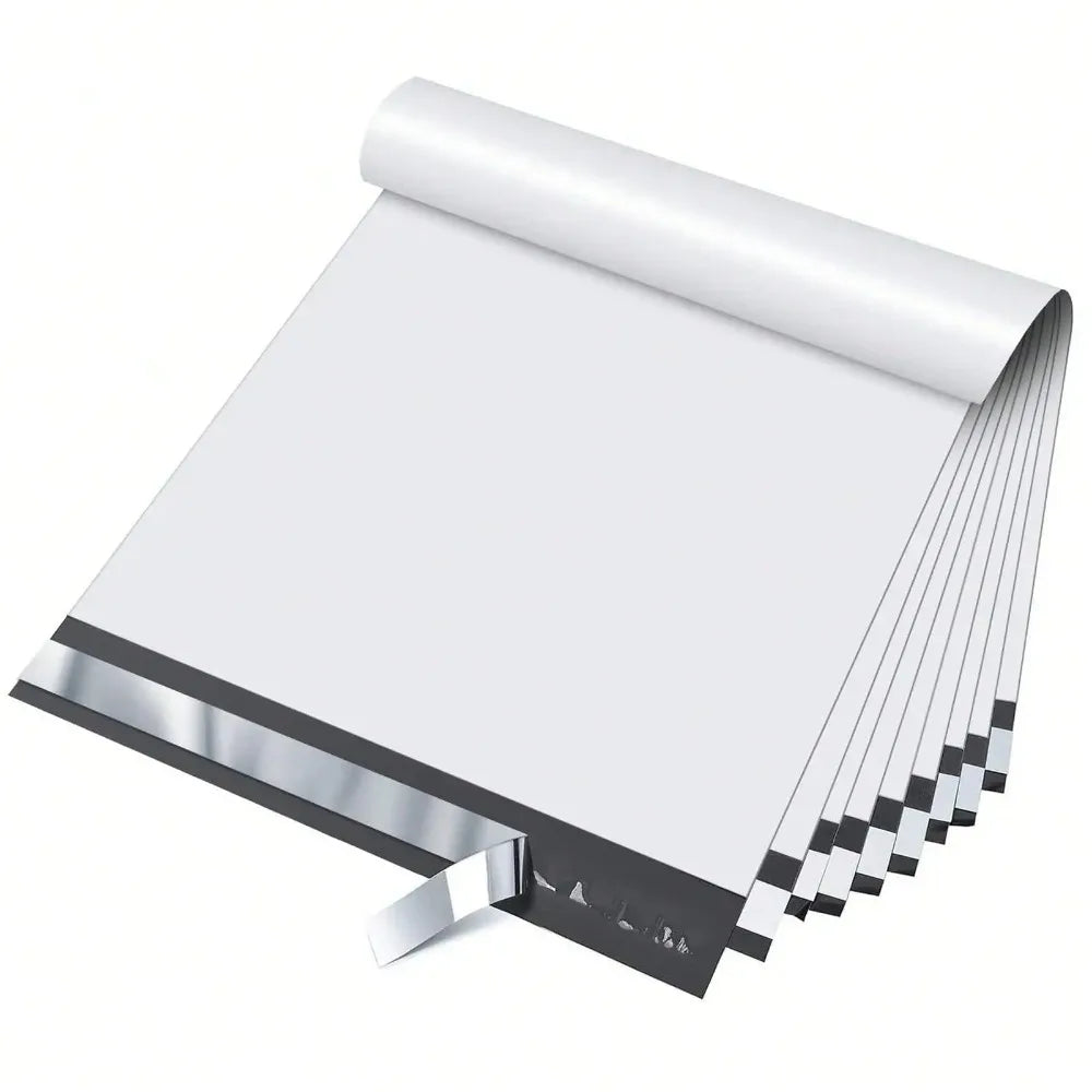A roll of white sealing dustproof mailing bags shown partially unrolled.