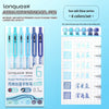 A set of six Sea salt blue acrylic painting gel pens with various shades and tips.