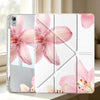 A clear silicone pen slot case for a tablet featuring a pink and white floral design.