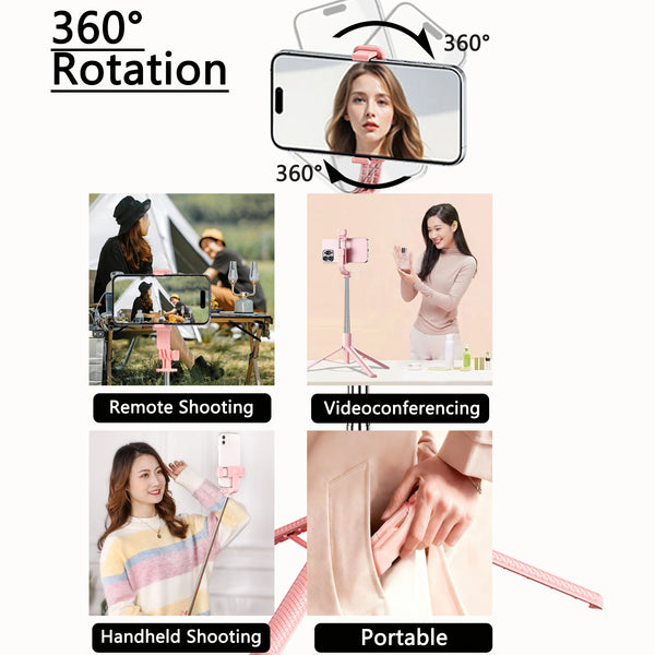 Trípode extensible para selfis, útil para grabación remota, videoconferencias y fotografía portátil.