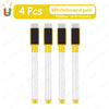 Vier gelbe Whiteboard-Marker mit Magneten enthalten