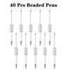 A collection of 40 pearl beaded ballpoint pens shown vertically.