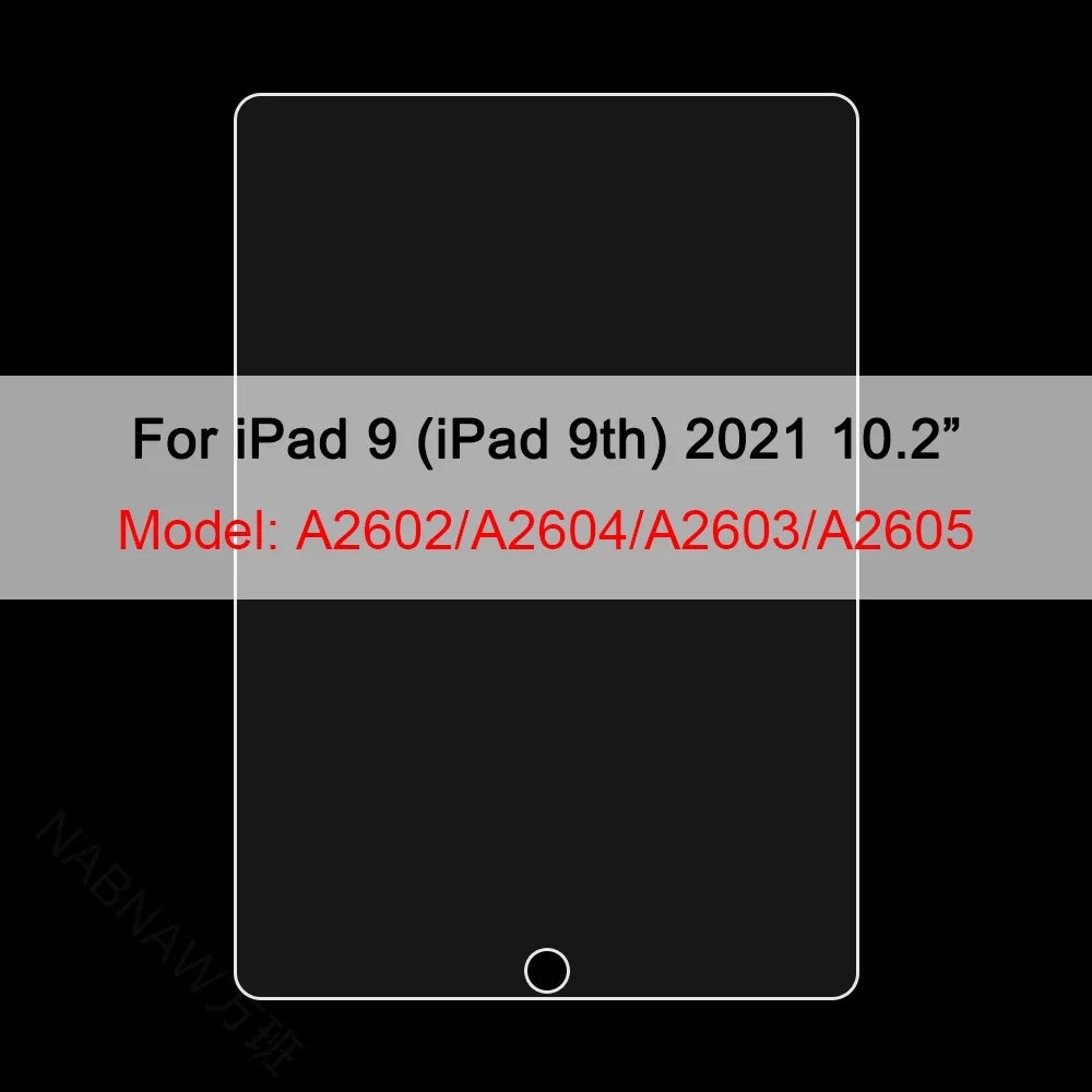 Matte PET screen protector film for an iPad 9th generation device.