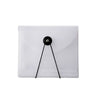 A clear plastic storage book designed for holding stickers and documents.