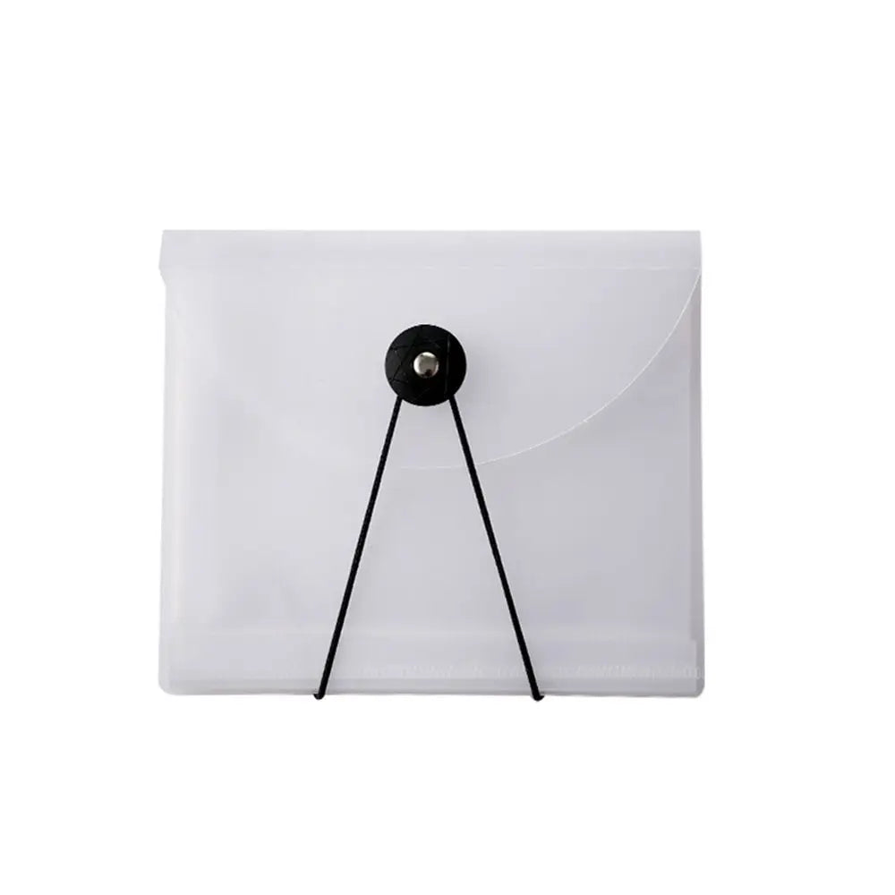 A clear plastic storage book designed for holding stickers and documents.