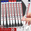 A hand holds a Long Tip Marker Pen with red and white barrel, used for marking metal or wood.