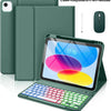 A green case for an iPad showing a keyboard, pen, and mouse included.