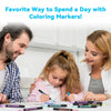 A mother and daughter are coloring together using a set of double line outline markers.