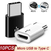 A black and silver adapter showing a Micro USB to Type-C cable connection and its components.
