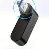 A black USB hub with an 180° rotatable connector is shown alongside various angles of its use.