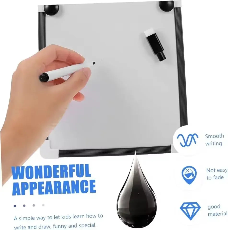 A hand writes on a whiteboard using a dry erase marker and felt eraser, demonstrating a wonderful appearance.