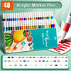 Ein Set von 48 Acrylmarker-Stiften in verschiedenen Farben, präsentiert in einer Kunststoffbox.