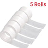 Five rolls of clear double-sided adhesive dots for crafts and DIY projects