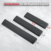 Three sizes of black ergonomic memory foam keyboard wrist rests shown on a white surface.