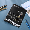 A black A4 music score folder titled Music Score with pockets featuring a guitar and musical notes.