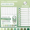 A box of 9 pieces of SAGE GREEN series acrylic paint markers with 720 degree tips for drawing and art