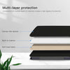 A multi-layer protection case for a tablet or drawing pad, showing various fabric and cushion layers.