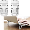 A silver dual angle adjustable keyboard riser stand is shown next to a laptop.